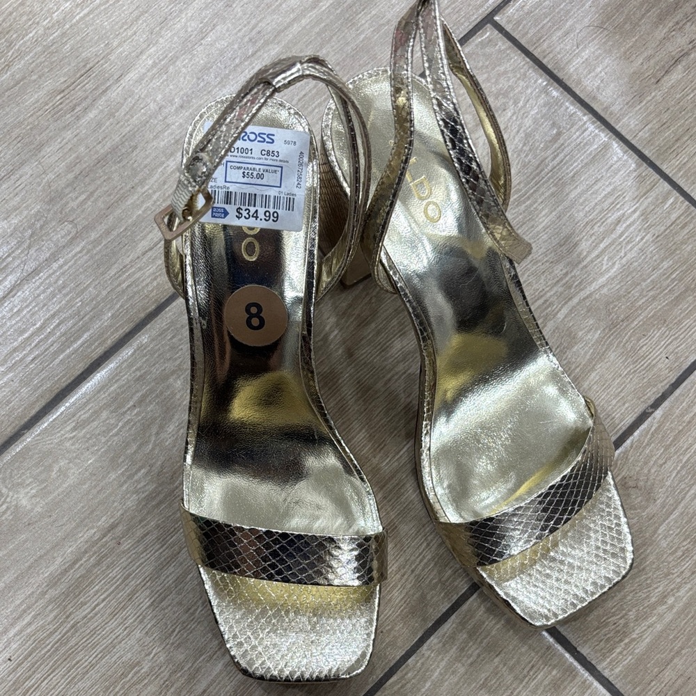 Aldo Shimmering Gold Heeled Sandals